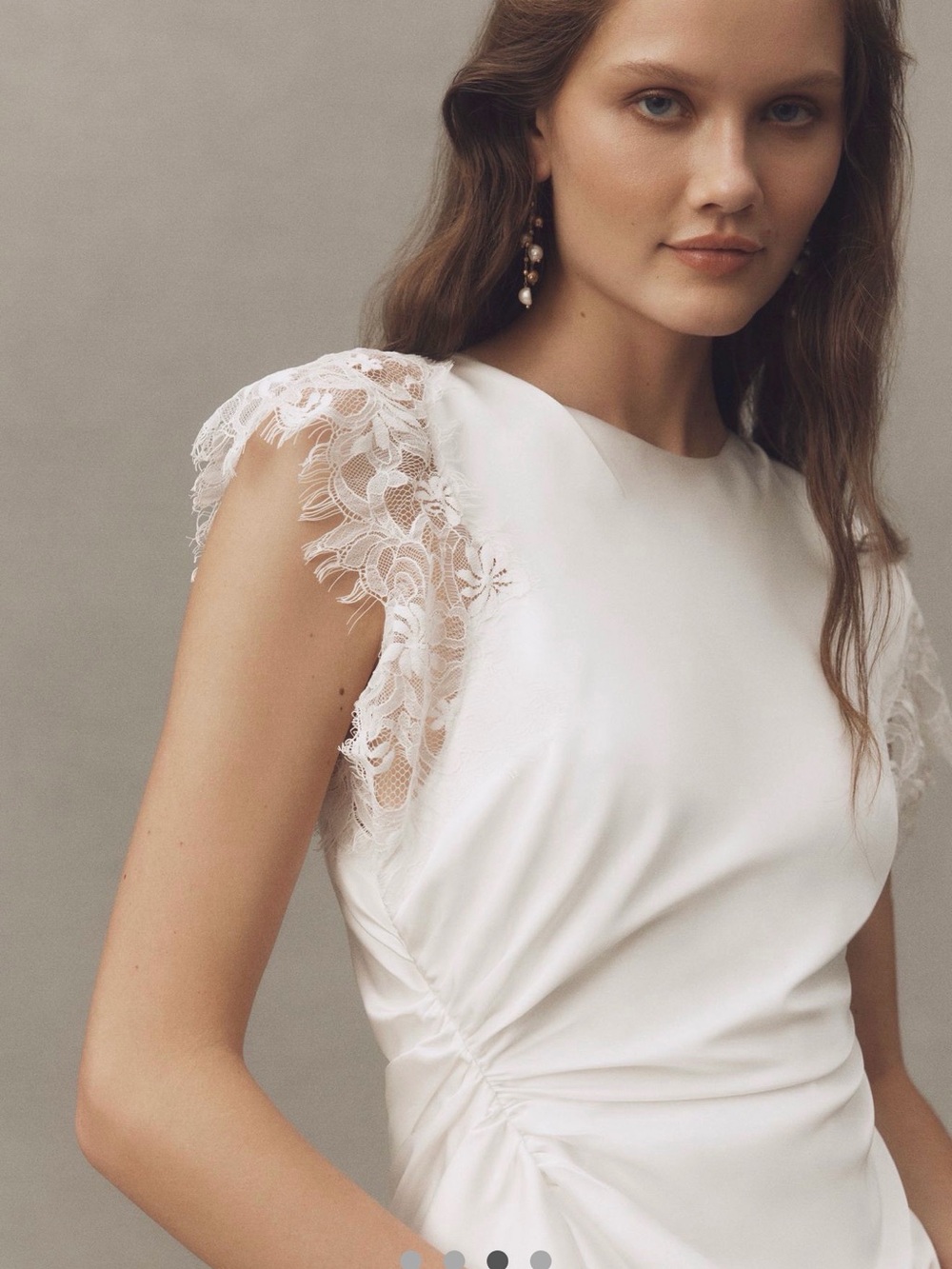 AMUR Zina asymmetric lace ruched satin mini dress - Picture 3 of 3